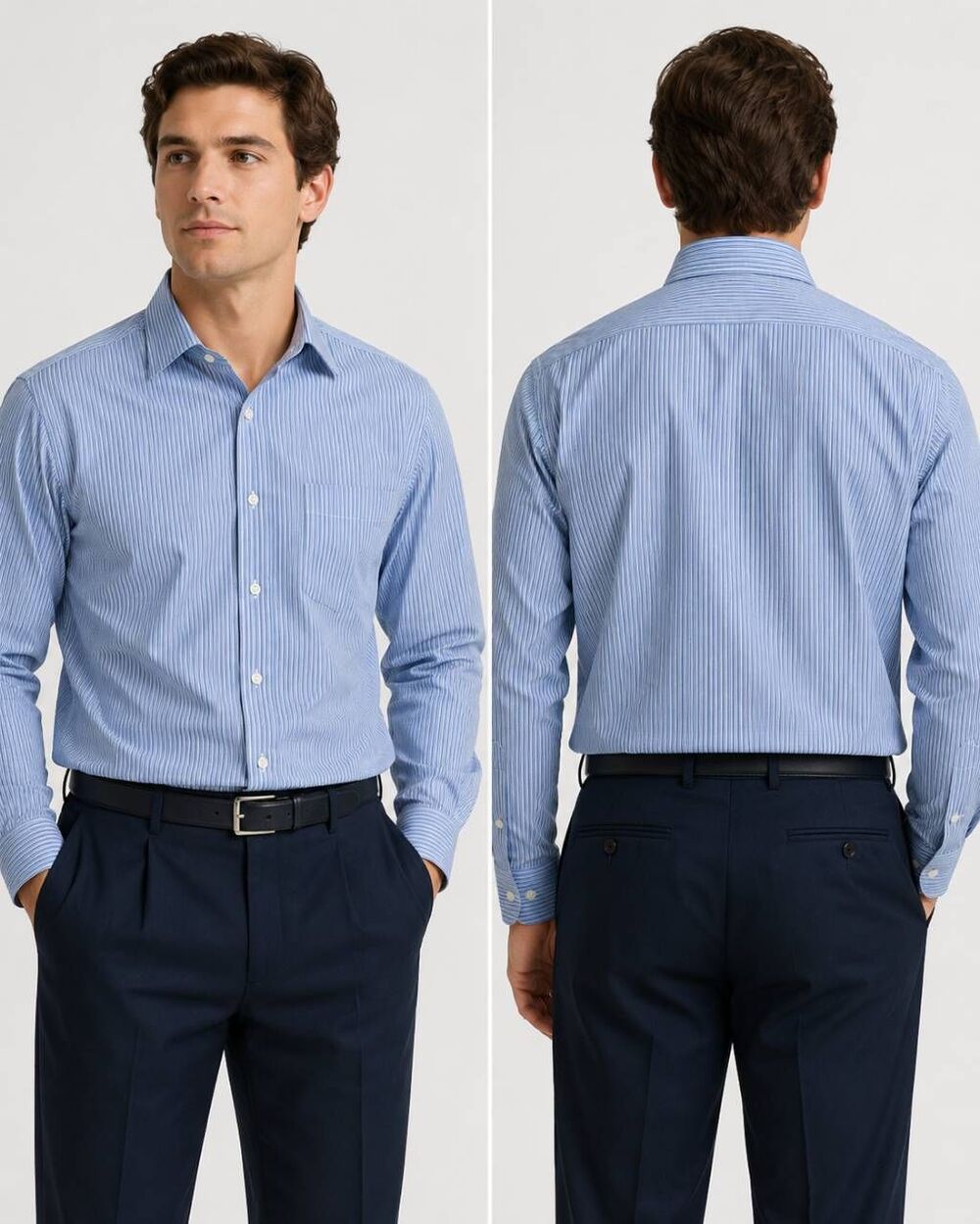 Polo Ralph Lauren Andrew Classic Fit Blue Stripe Dress Shirt 16.5 34/35 Cotton
